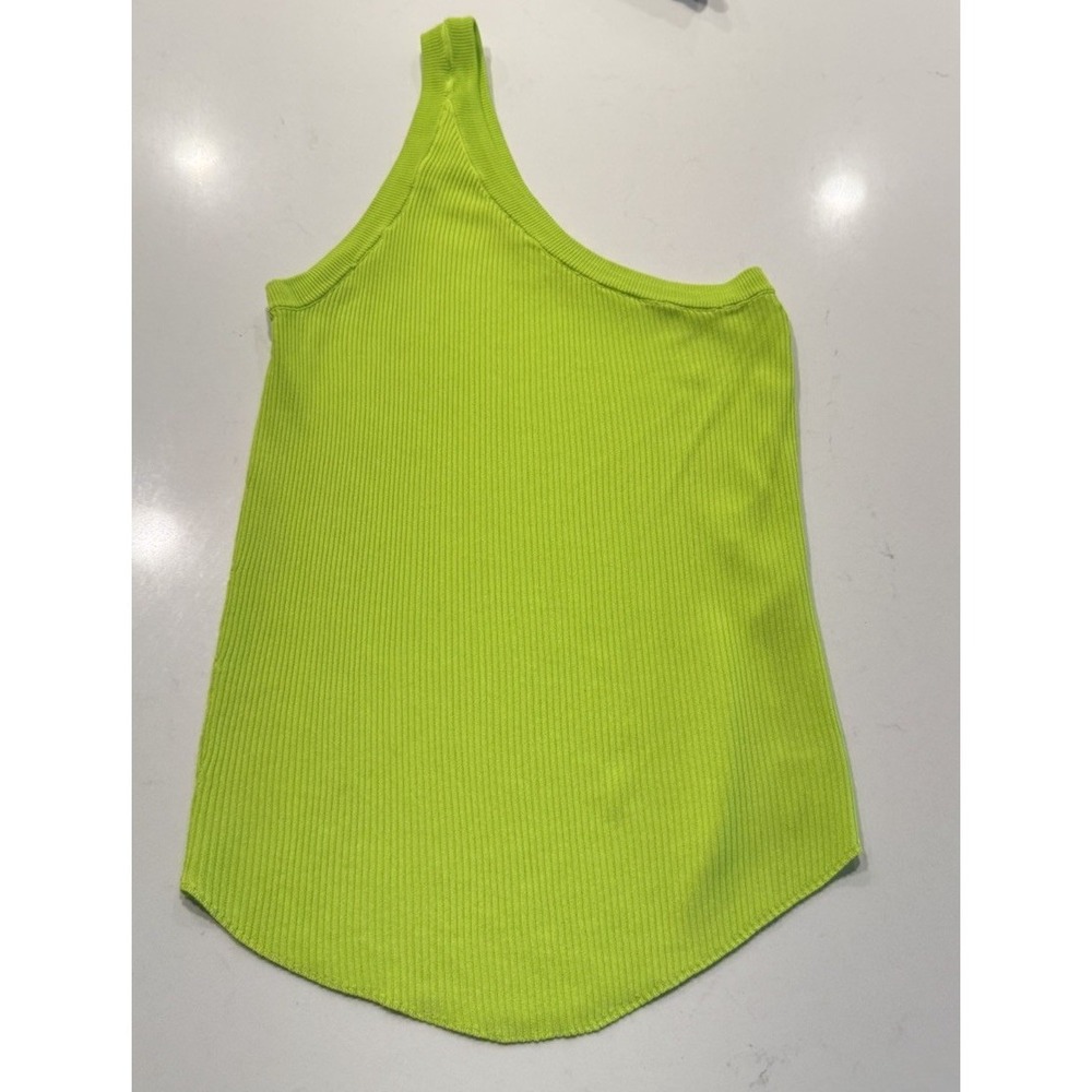 Zara Neon Green One Shoulder Ribbed Top Womens Size Medium Bright Ribbed Sexy